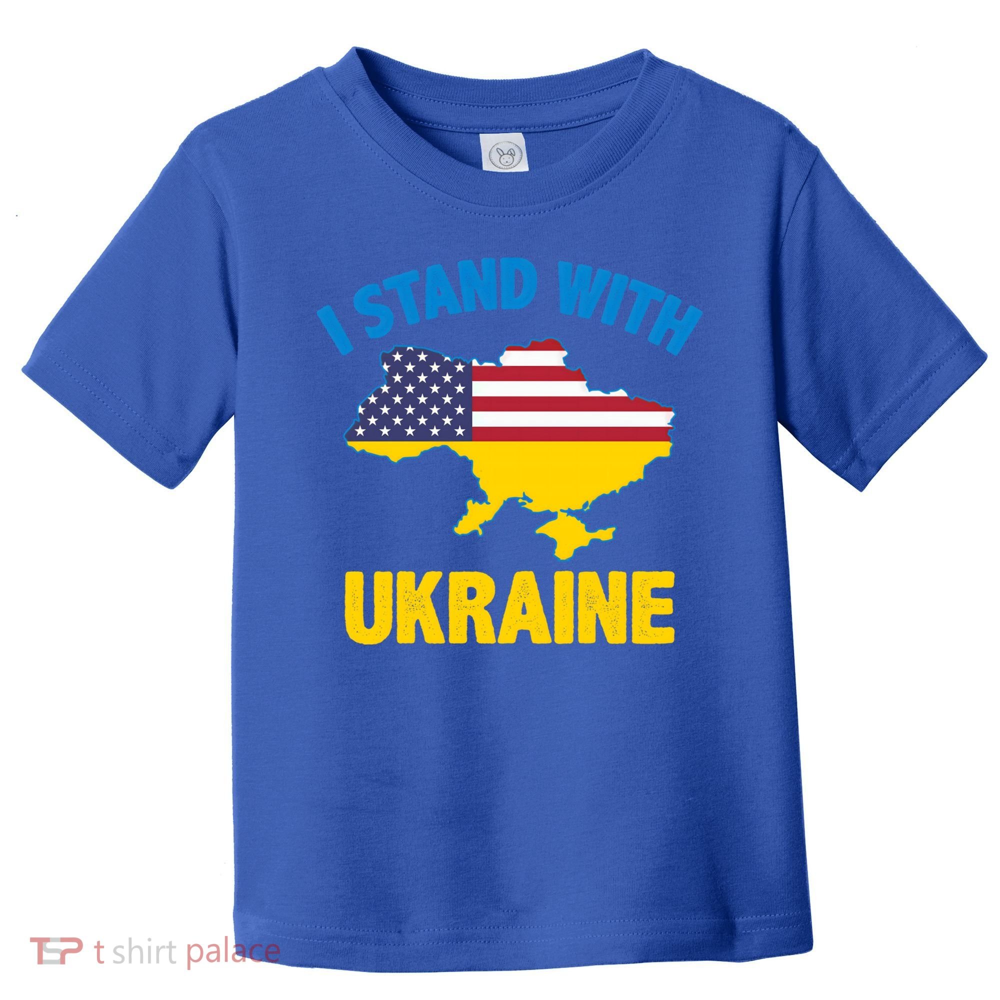 I Stand With Ukraine Map American Flag Us Support Ukrainian Gift Toddler T-Shirt