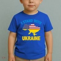I Stand With Ukraine Map American Flag Us Support Ukrainian Gift Toddler T-Shirt thumb 2