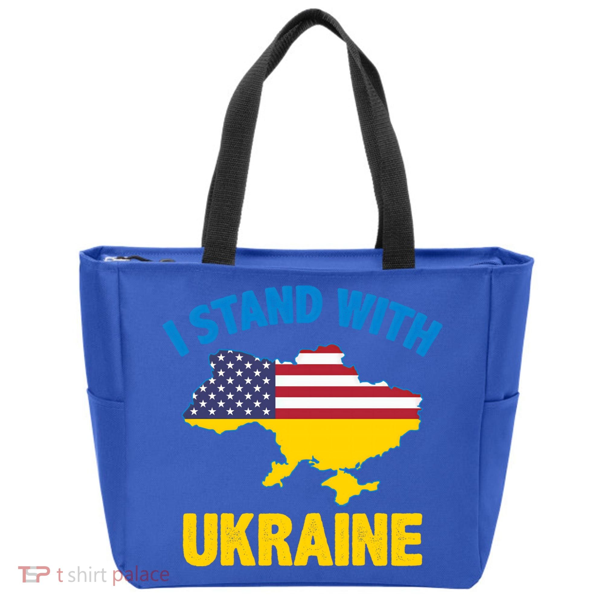 I Stand With Ukraine Map American Flag Us Support Ukrainian Gift Tote Bag
