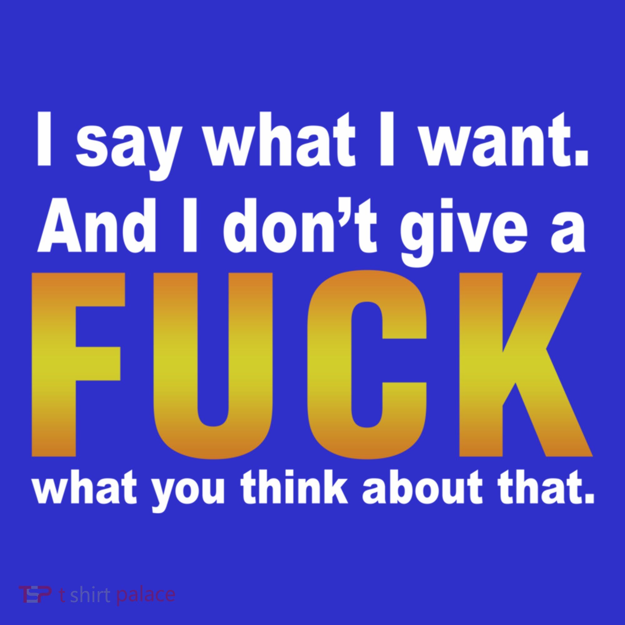 I Say What I Want And I Don't Give A Fuck What You Think Funny Gift T-Shirt