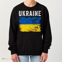 I Stand With Ukraine Flag Yellow And Blue Support The Ukranian Gift Women's Sweatshirt thumb 0