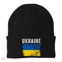 I Stand With Ukraine Flag Yellow And Blue Support The Ukranian Gift Beanie thumb 0