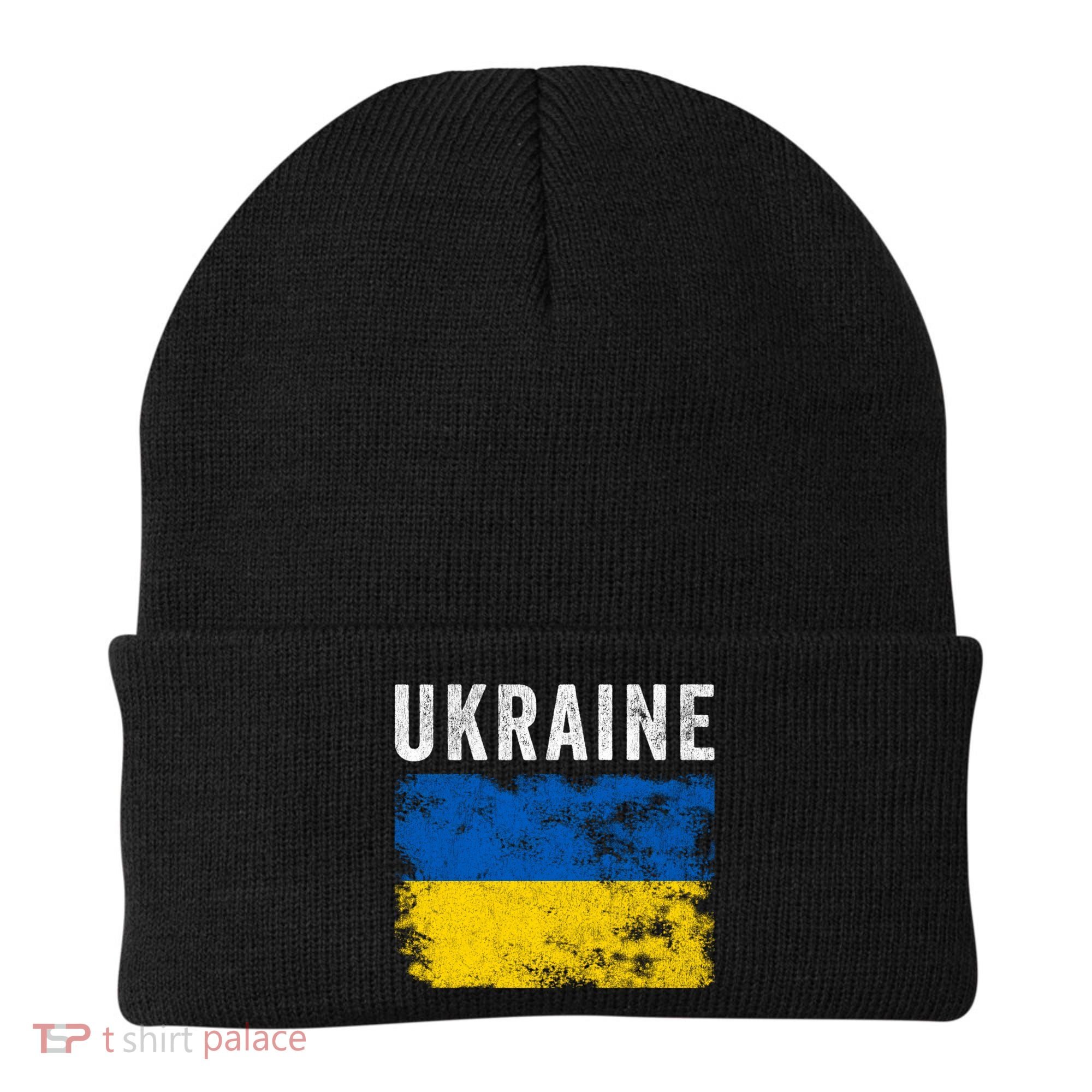 I Stand With Ukraine Flag Yellow And Blue Support The Ukranian Gift Beanie
