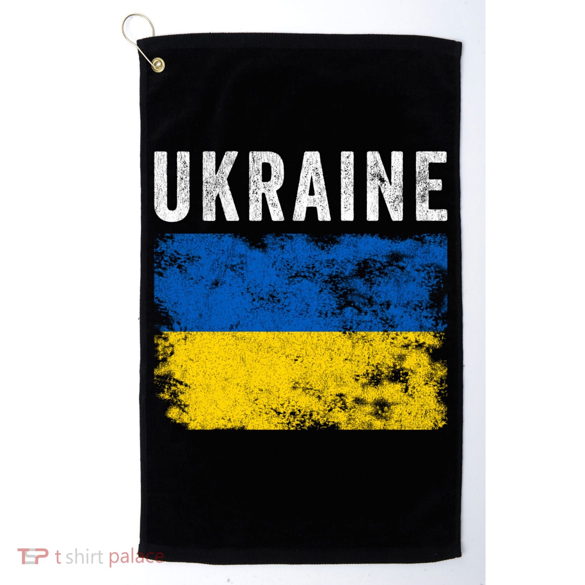 I Stand With Ukraine Flag Yellow And Blue Support The Ukranian Gift Golf Towel