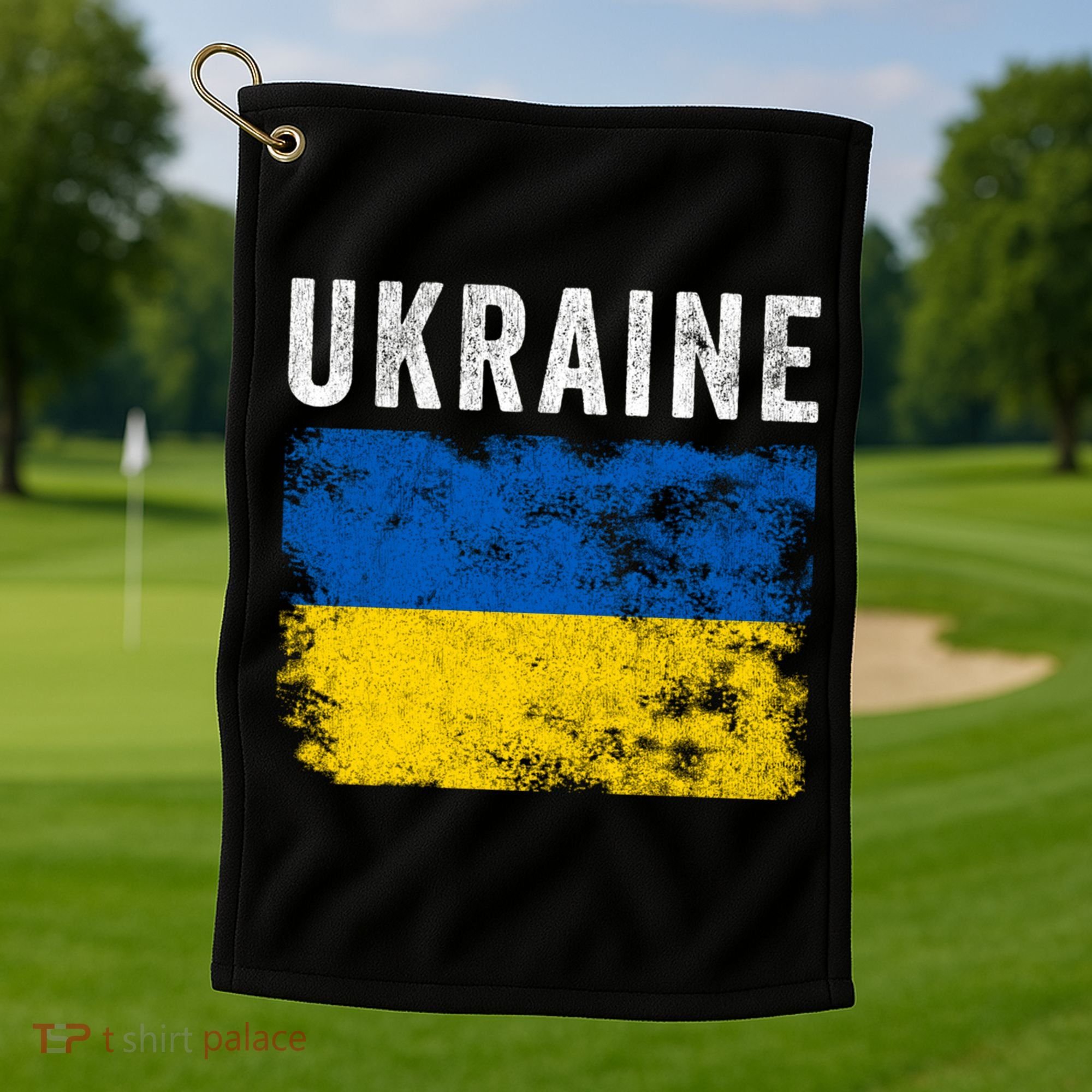 I Stand With Ukraine Flag Yellow And Blue Support The Ukranian Gift Golf Towel
