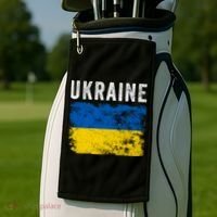 I Stand With Ukraine Flag Yellow And Blue Support The Ukranian Gift Golf Towel thumb 2