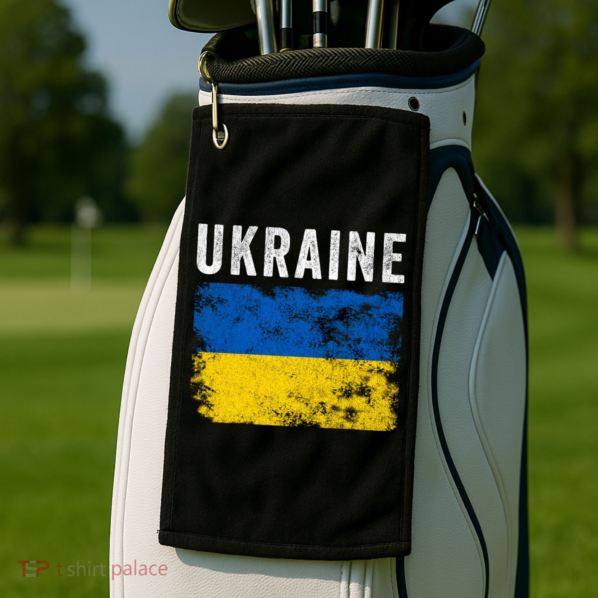 I Stand With Ukraine Flag Yellow And Blue Support The Ukranian Gift Golf Towel