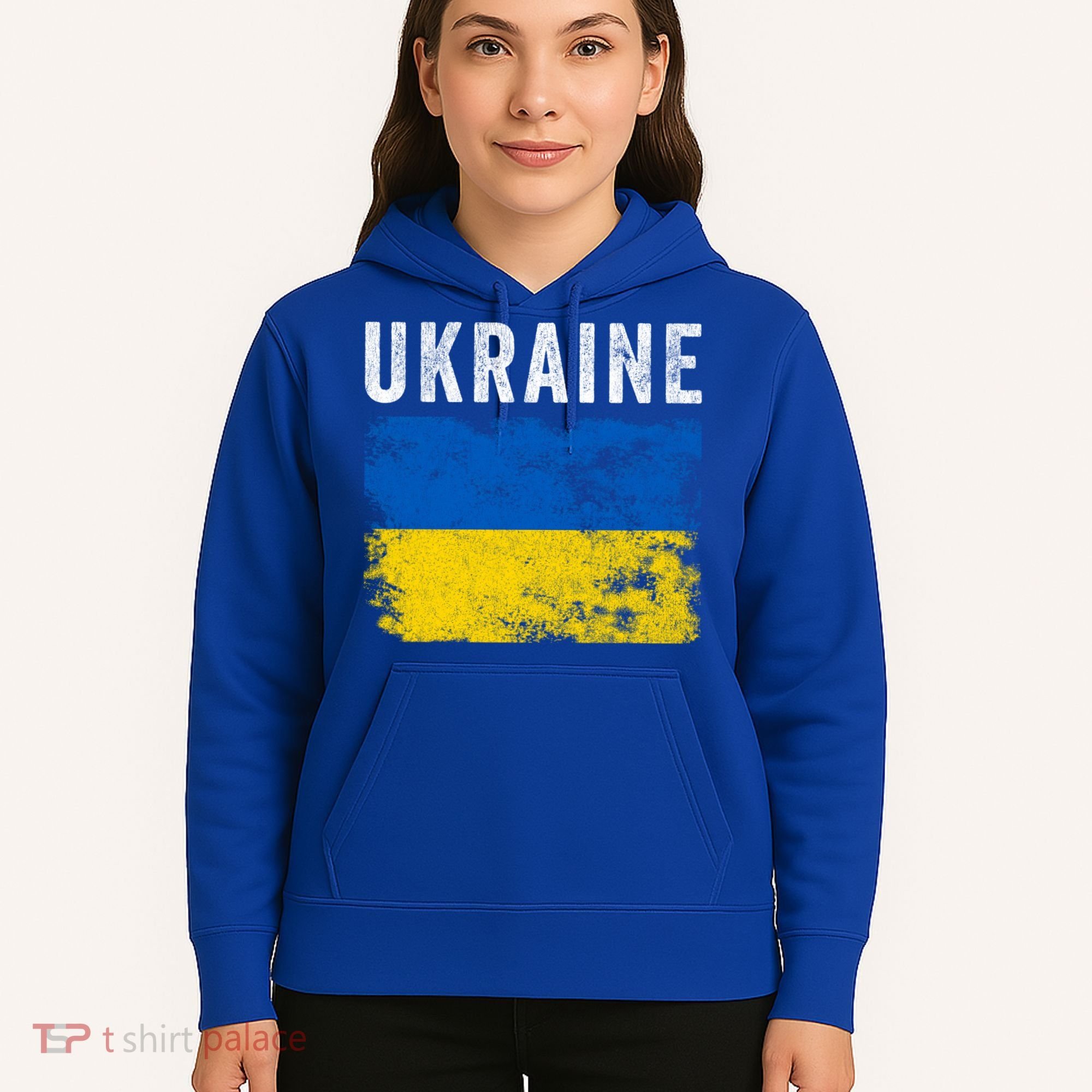 I Stand With Ukraine Flag Yellow And Blue Support The Ukranian Gift Hoodie