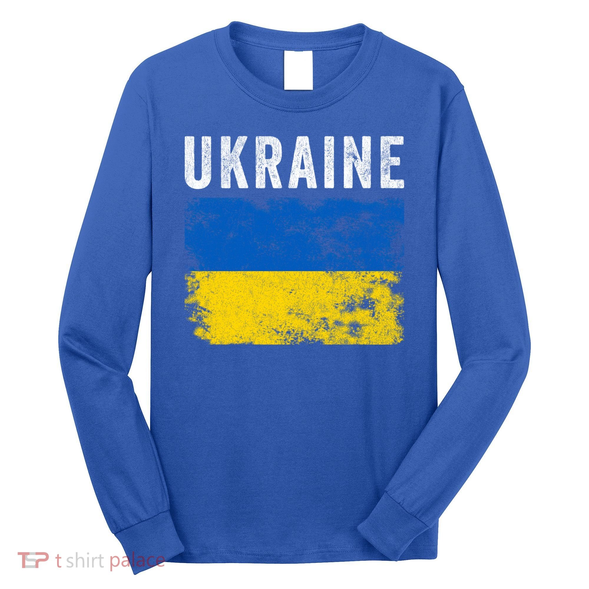 I Stand With Ukraine Flag Yellow And Blue Support The Ukranian Gift Long Sleeve Shirt