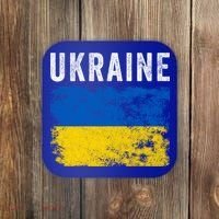 I Stand With Ukraine Flag Yellow And Blue Support The Ukranian Gift Coaster thumb 0