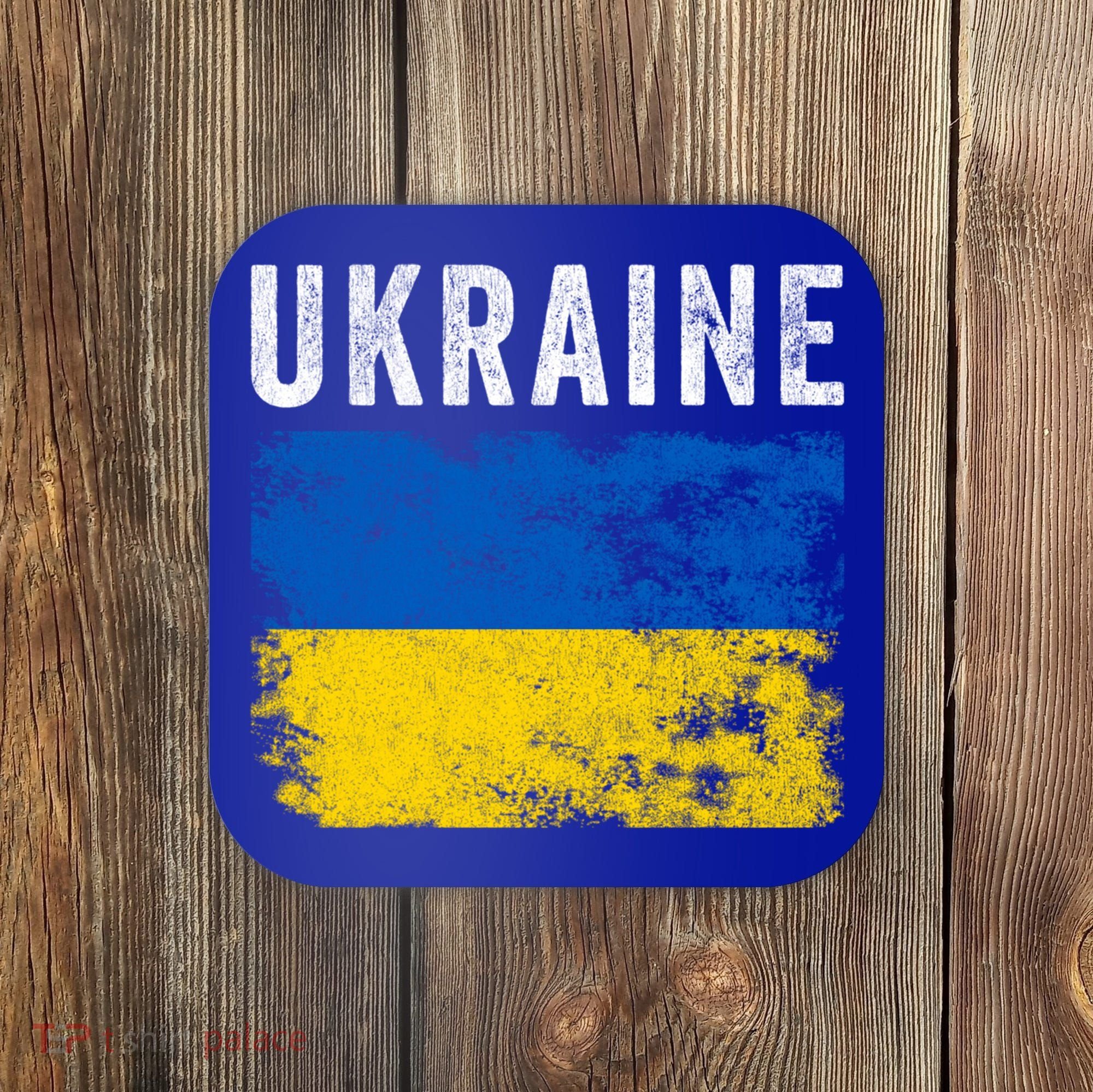 I Stand With Ukraine Flag Yellow And Blue Support The Ukranian Gift Coaster