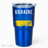 I Stand With Ukraine Flag Yellow And Blue Support The Ukranian Gift Tumbler thumb 0
