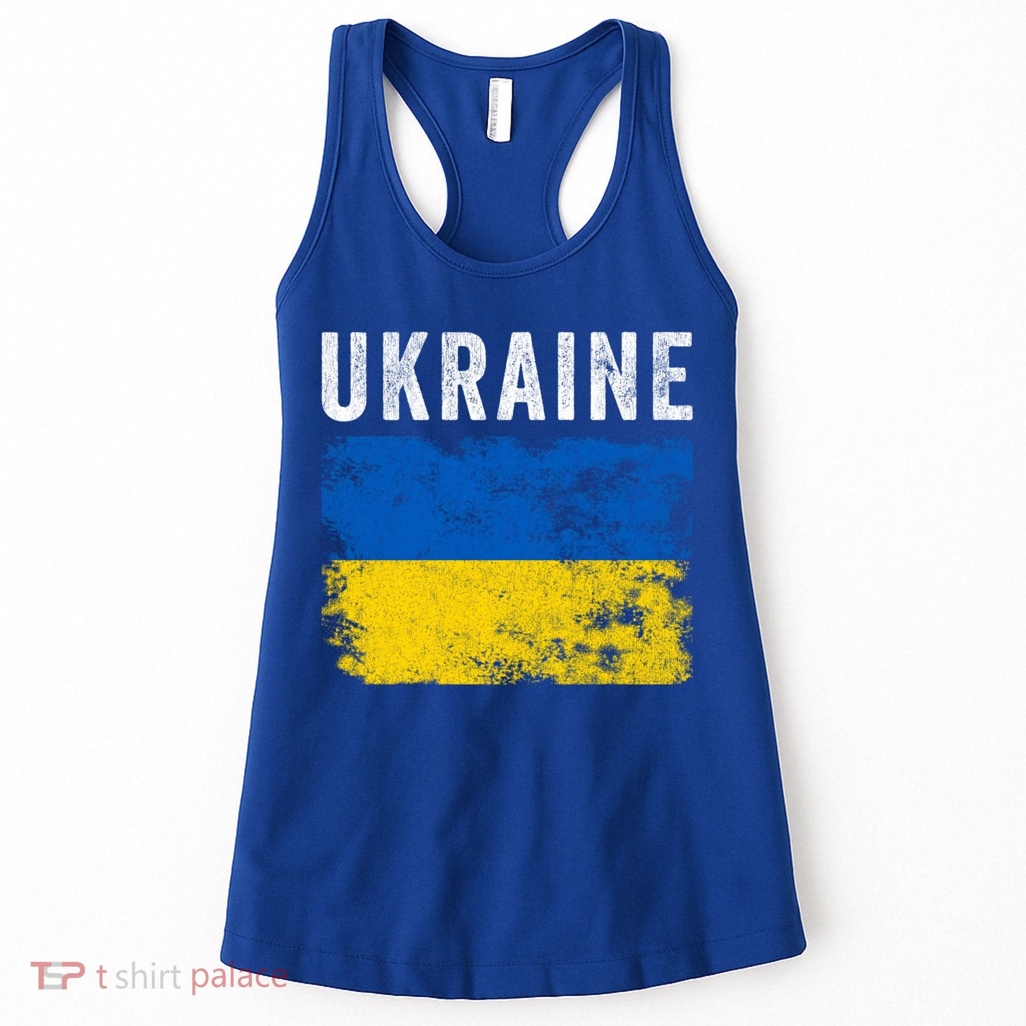 I Stand With Ukraine Flag Yellow And Blue Support The Ukranian Gift Women's Tank Top