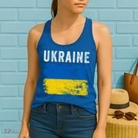 I Stand With Ukraine Flag Yellow And Blue Support The Ukranian Gift Women's Tank Top thumb 2