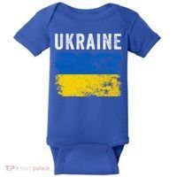 I Stand With Ukraine Flag Yellow And Blue Support The Ukranian Gift Baby Bodysuit thumb 0