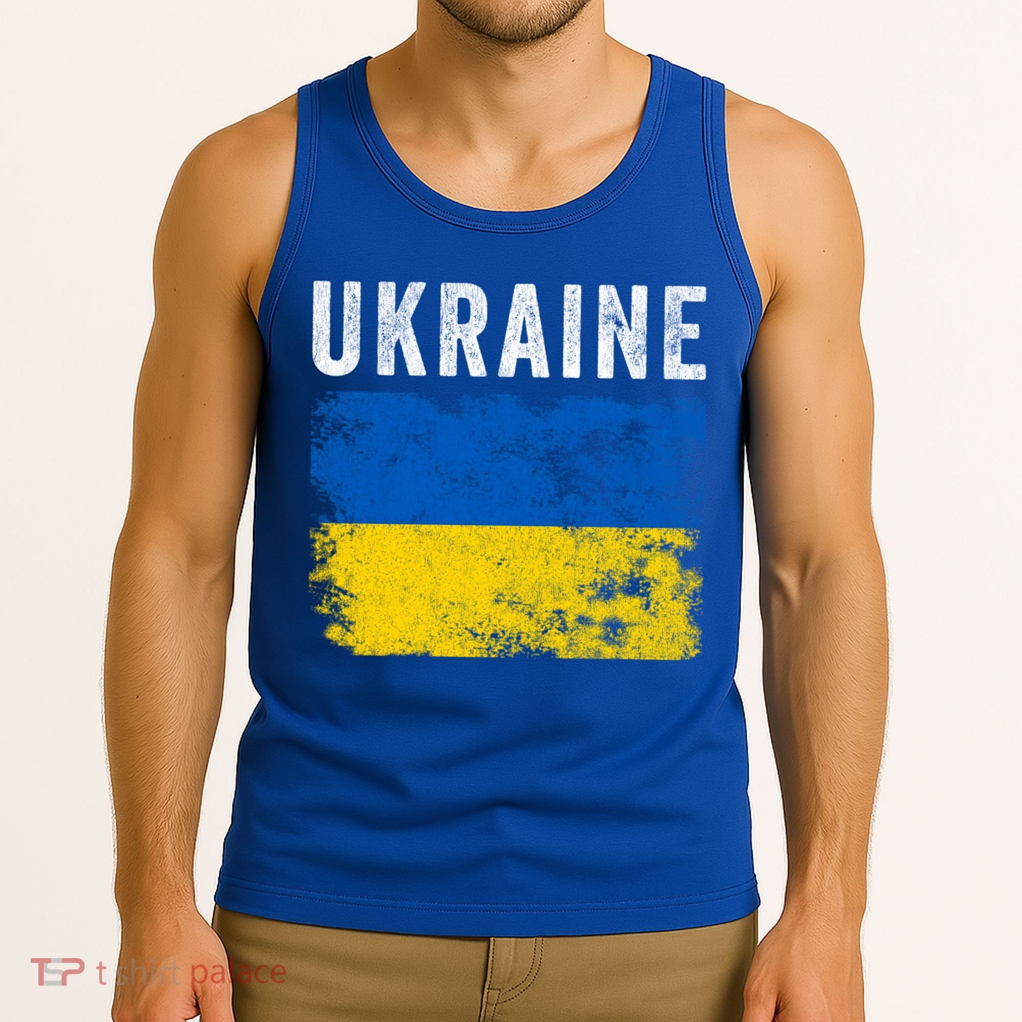 I Stand With Ukraine Flag Yellow And Blue Support The Ukranian Gift Tank Top