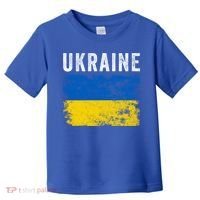 I Stand With Ukraine Flag Yellow And Blue Support The Ukranian Gift Toddler T-Shirt thumb 0