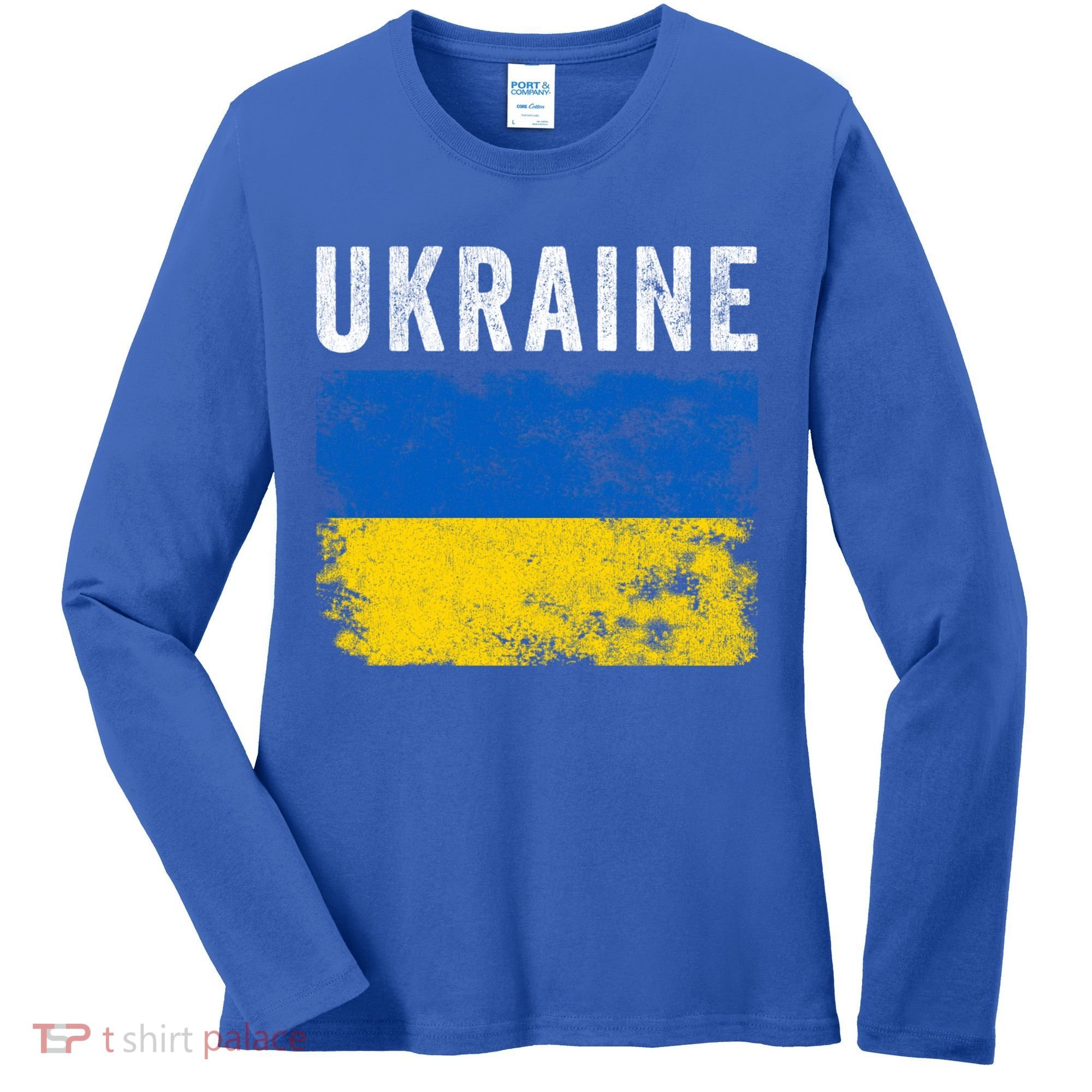 I Stand With Ukraine Flag Yellow And Blue Support The Ukranian Gift Women's Long Sleeve Shirt