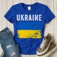 I Stand With Ukraine Flag Yellow And Blue Support The Ukranian Gift Women's T-Shirt thumb 3