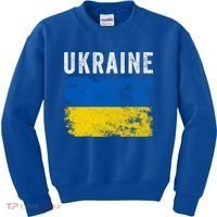 I Stand With Ukraine Flag Yellow And Blue Support The Ukranian Gift Kids Sweatshirt thumb 0