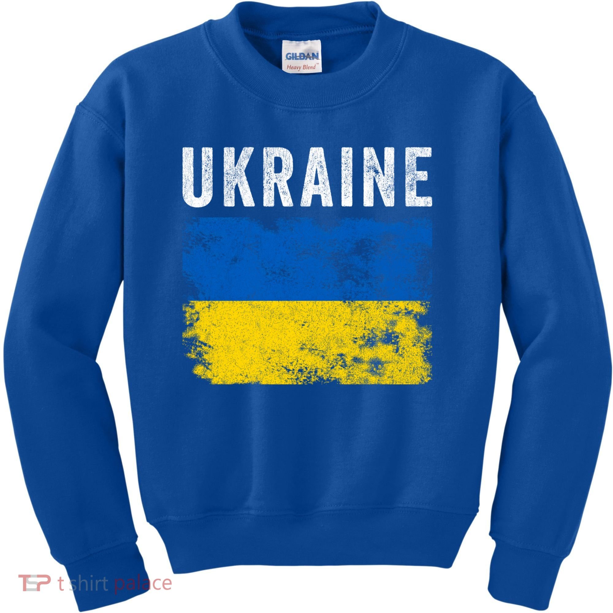 I Stand With Ukraine Flag Yellow And Blue Support The Ukranian Gift Kids Sweatshirt