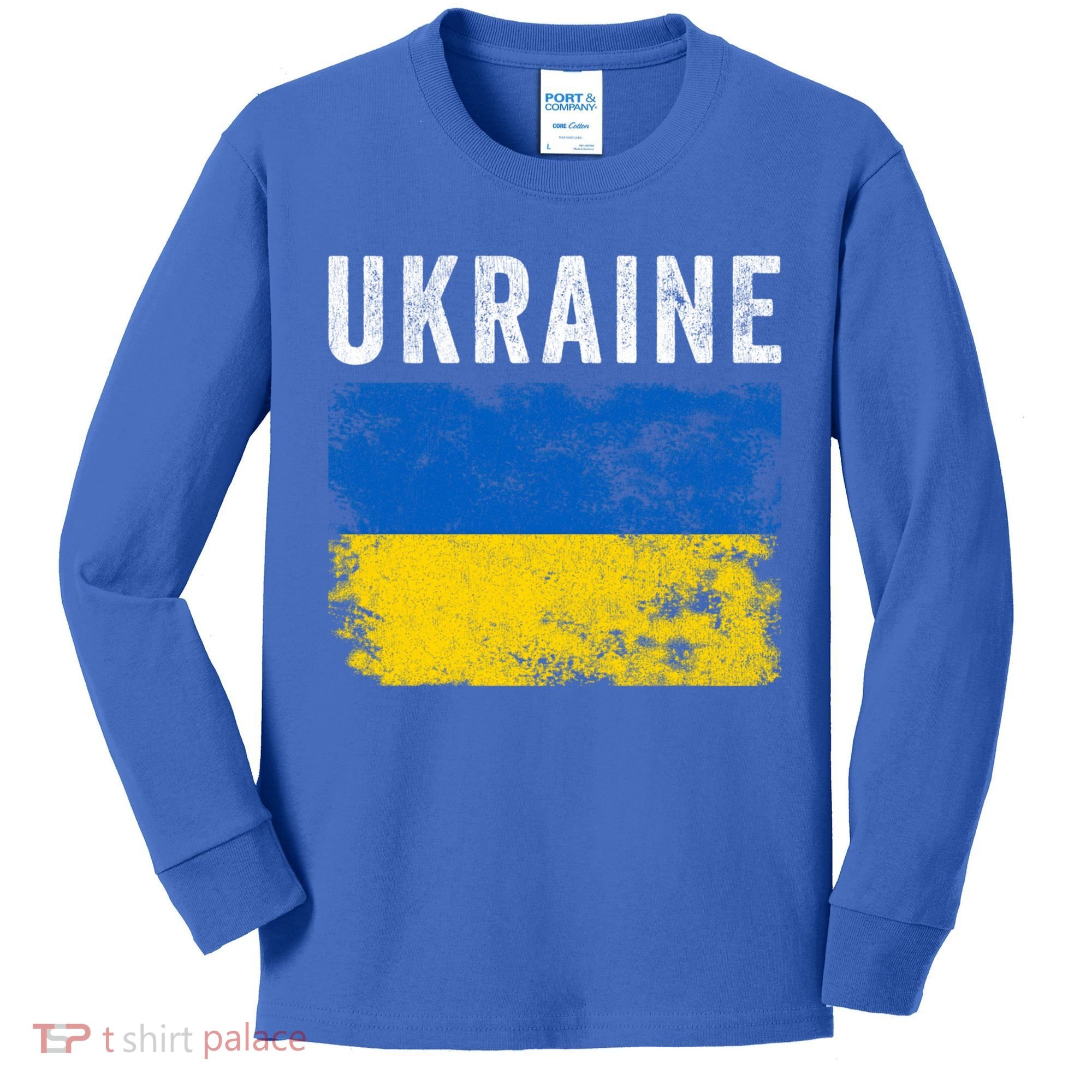I Stand With Ukraine Flag Yellow And Blue Support The Ukranian Gift Kids Long Sleeve Shirt