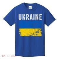 I Stand With Ukraine Flag Yellow And Blue Support The Ukranian Gift Kids T-Shirt thumb 0
