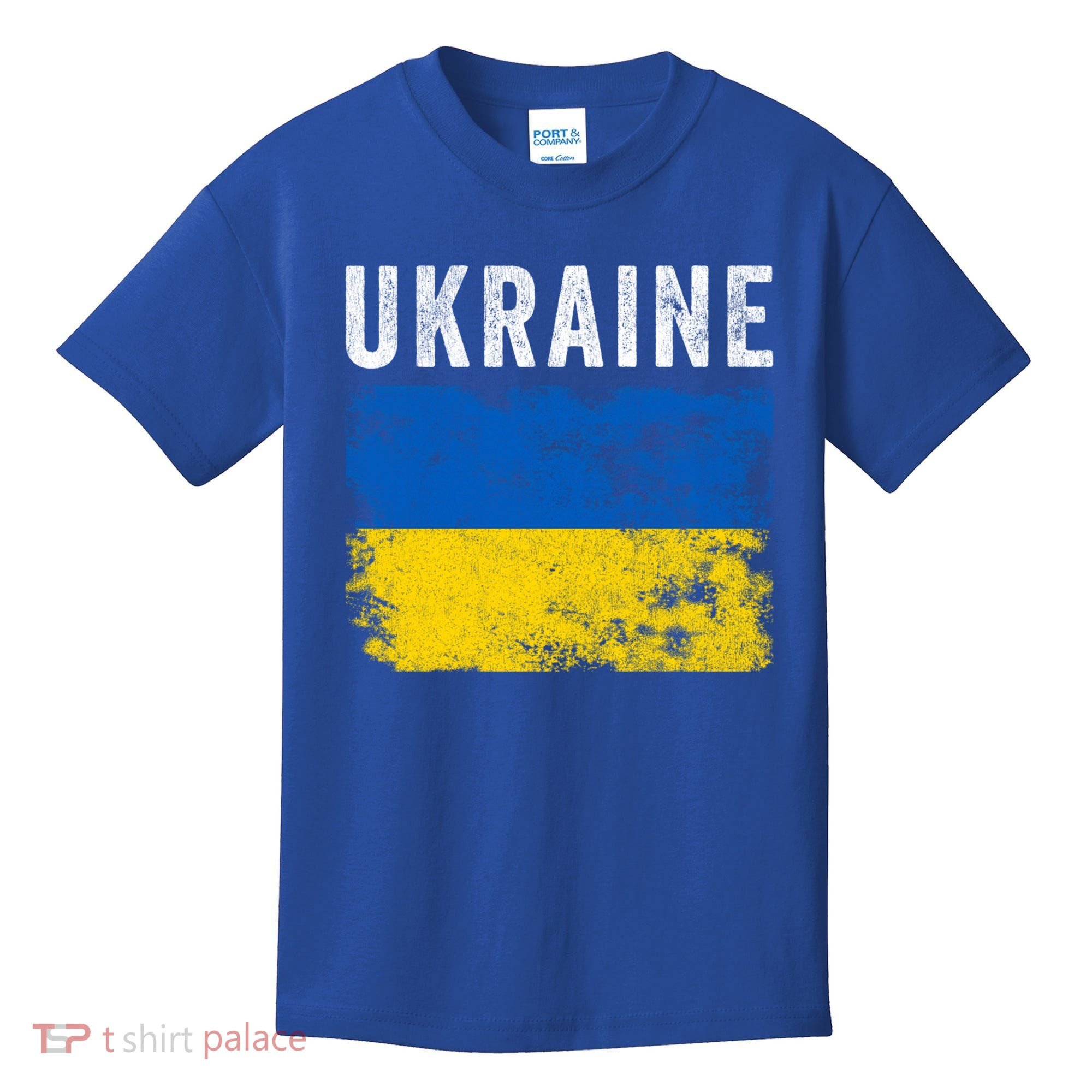 I Stand With Ukraine Flag Yellow And Blue Support The Ukranian Gift Kids T-Shirt