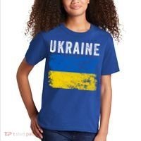 I Stand With Ukraine Flag Yellow And Blue Support The Ukranian Gift Kids T-Shirt thumb 2
