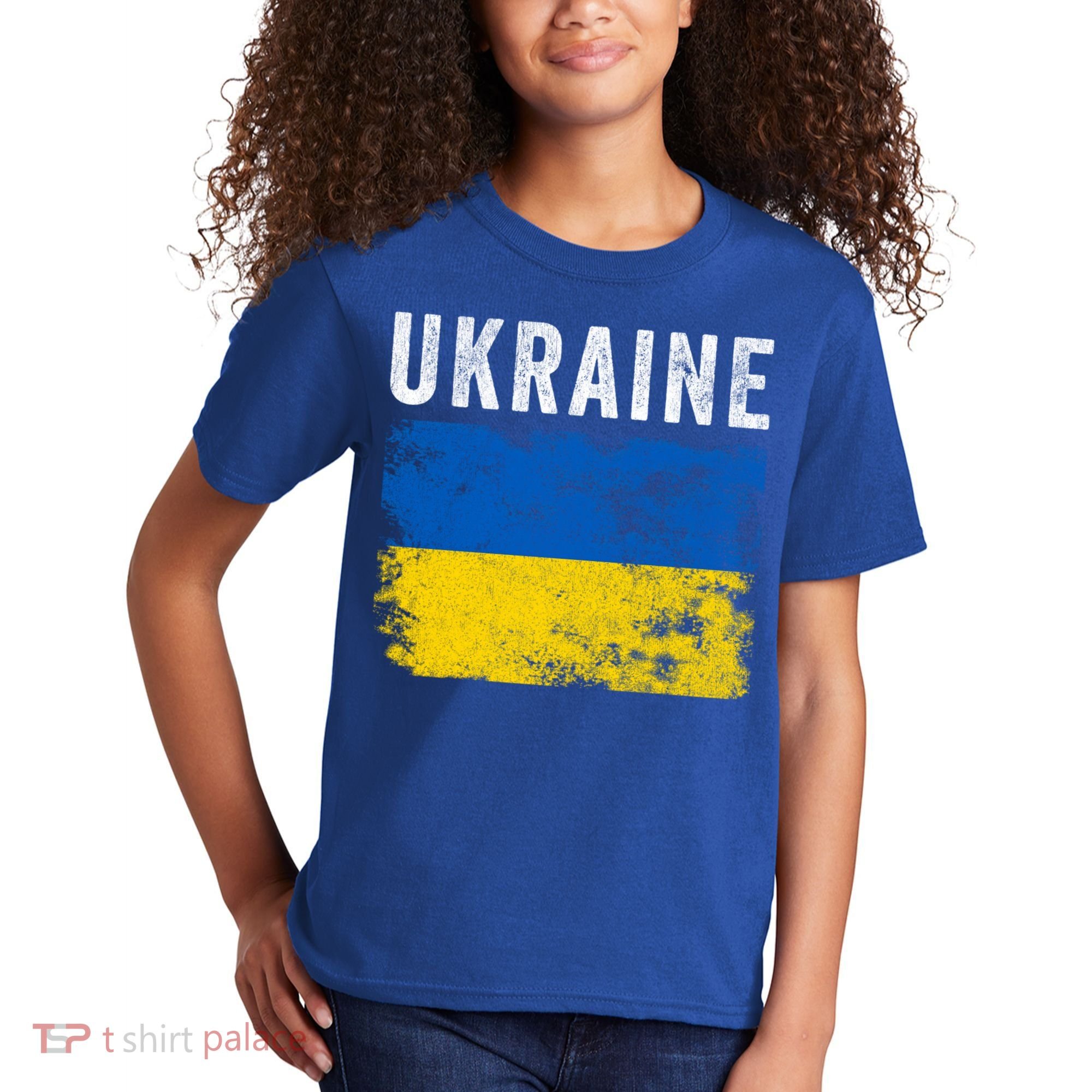 I Stand With Ukraine Flag Yellow And Blue Support The Ukranian Gift Kids T-Shirt