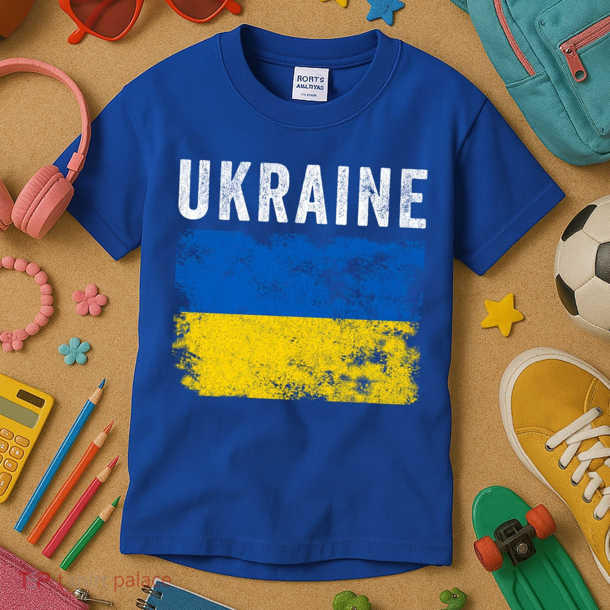 I Stand With Ukraine Flag Yellow And Blue Support The Ukranian Gift Kids T-Shirt
