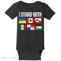 I Stand With Ukraine Canada Greenland Mexico Panama Gaza Baby Bodysuit thumb 0