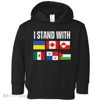 I Stand With Ukraine Canada Greenland Mexico Panama Gaza Toddler Hoodie thumb 0
