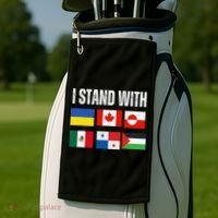 I Stand With Ukraine Canada Greenland Mexico Panama Gaza Golf Towel thumb 2