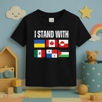 I Stand With Ukraine Canada Greenland Mexico Panama Gaza Toddler T-Shirt thumb 3