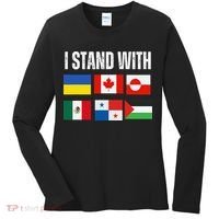 I Stand With Ukraine Canada Greenland Mexico Panama Gaza Women's Long Sleeve Shirt thumb 0