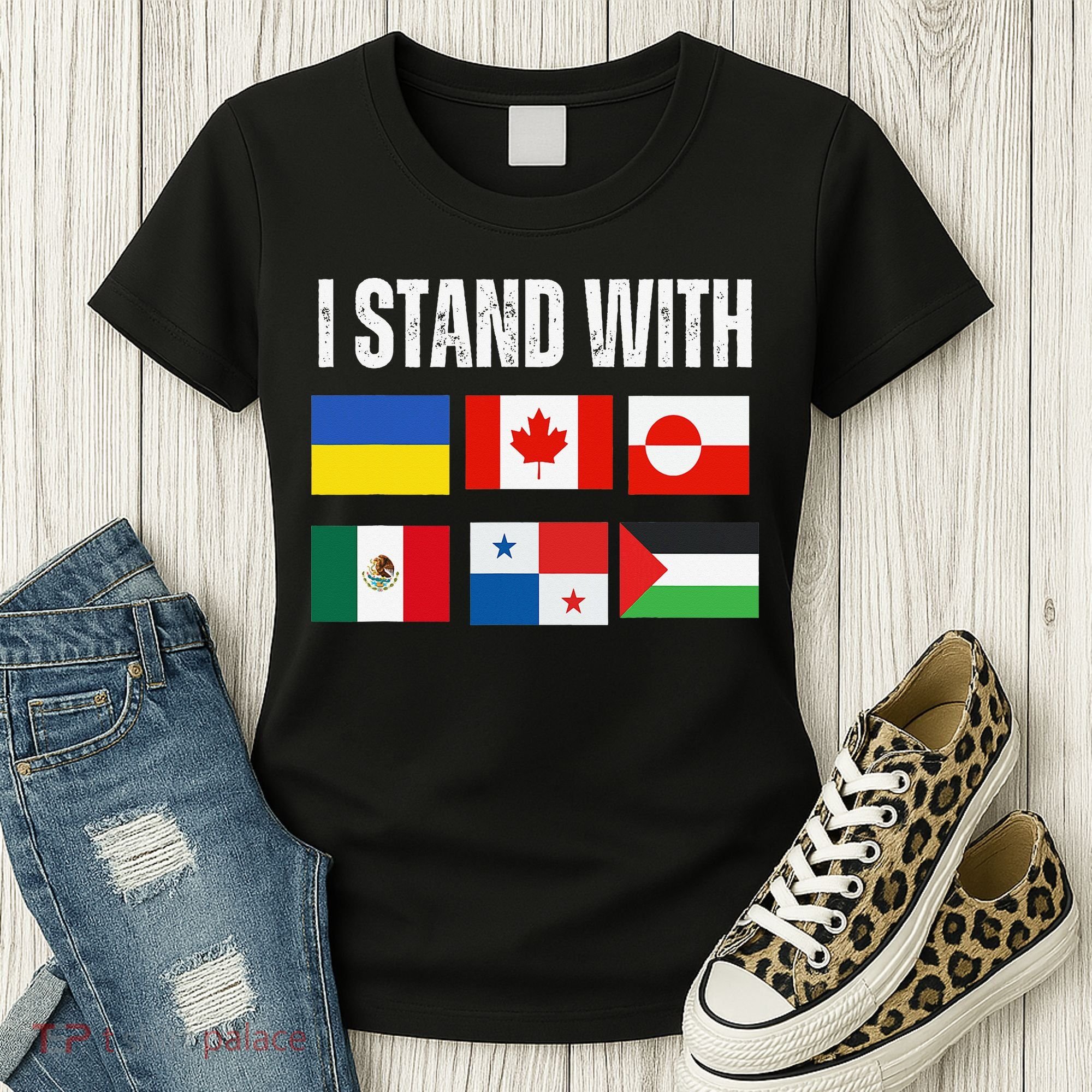 I Stand With Ukraine Canada Greenland Mexico Panama Gaza Women's T-Shirt