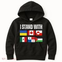 I Stand With Ukraine Canada Greenland Mexico Panama Gaza Kids Hoodie thumb 0