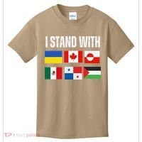 I Stand With Ukraine Canada Greenland Mexico Panama Gaza Kids T-Shirt thumb 0