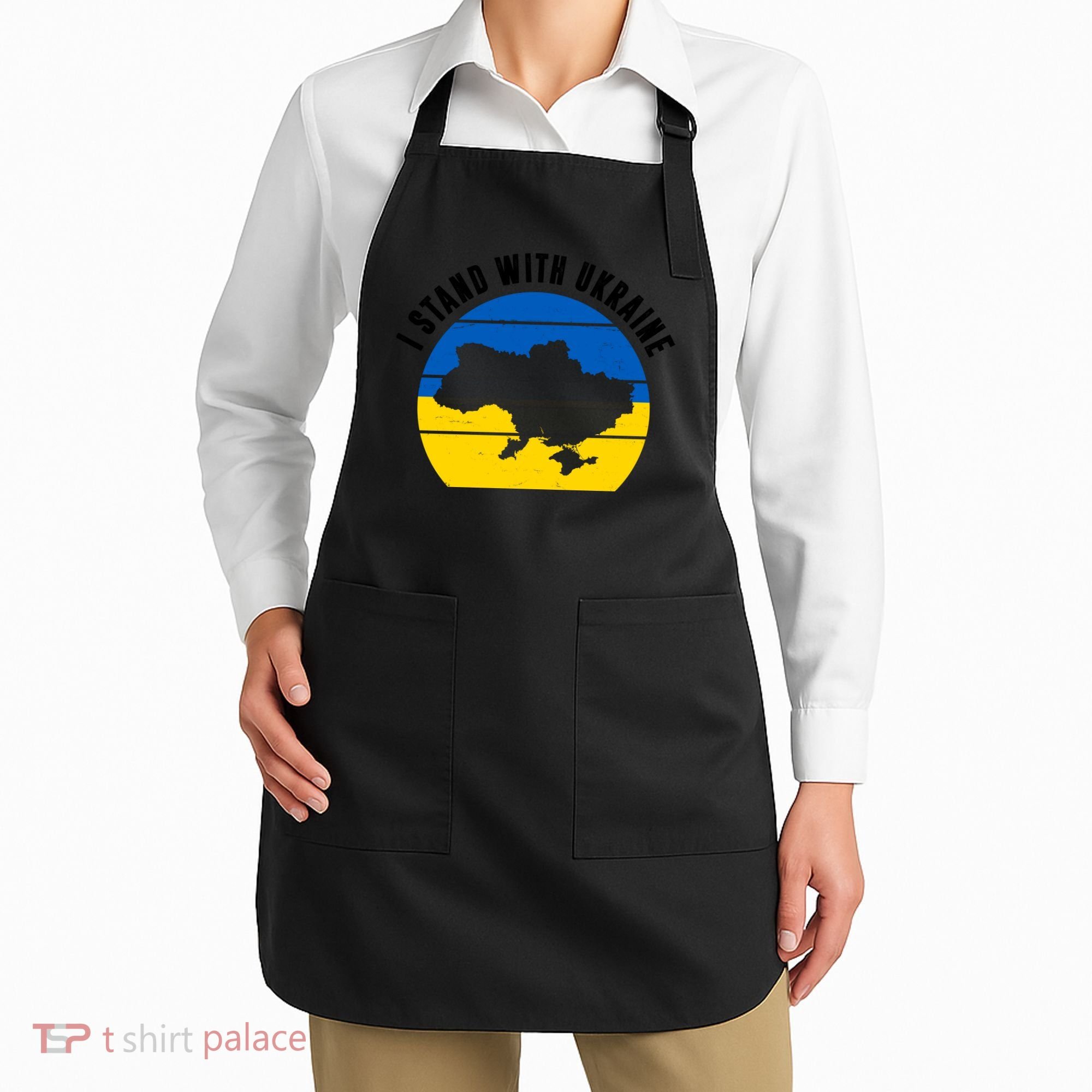I Stand With Ukraine Ukrainian Map Apron