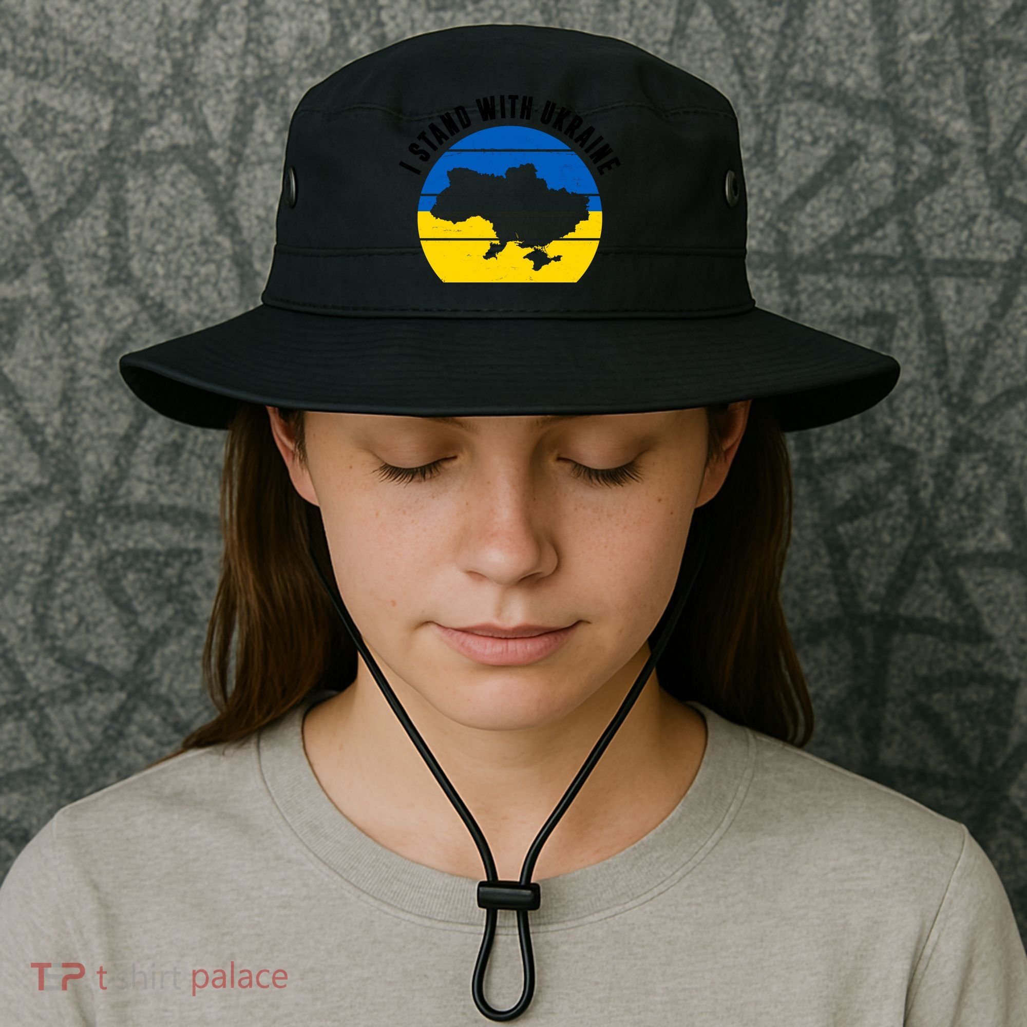 I Stand With Ukraine Ukrainian Map Bucket Hat