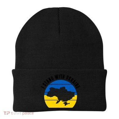 I Stand With Ukraine Ukrainian Map Beanie
