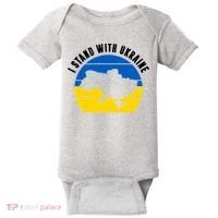 I Stand With Ukraine Ukrainian Map Baby Bodysuit thumb 0