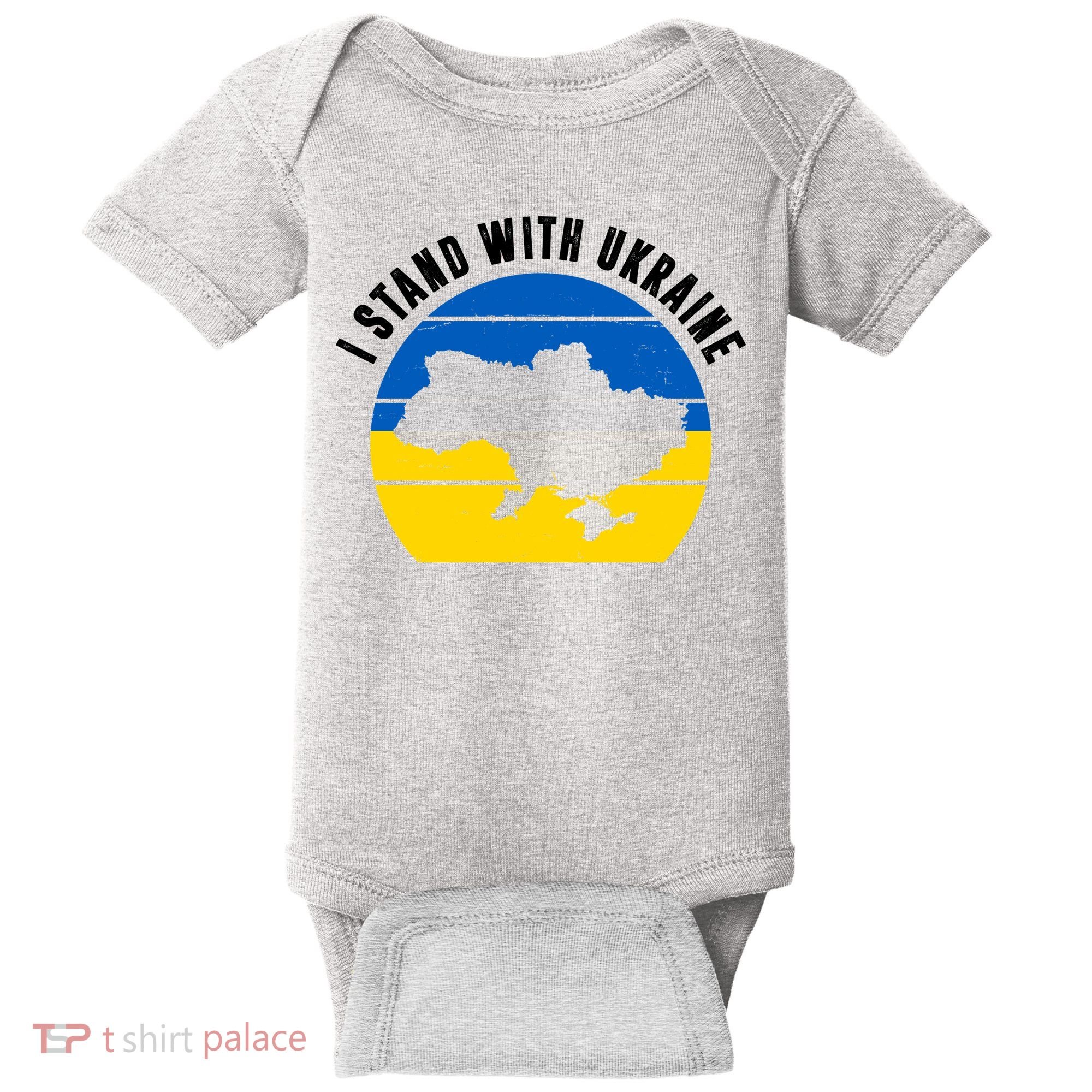 I Stand With Ukraine Ukrainian Map Baby Bodysuit