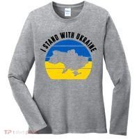 I Stand With Ukraine Ukrainian Map Women's Long Sleeve Shirt thumb 0