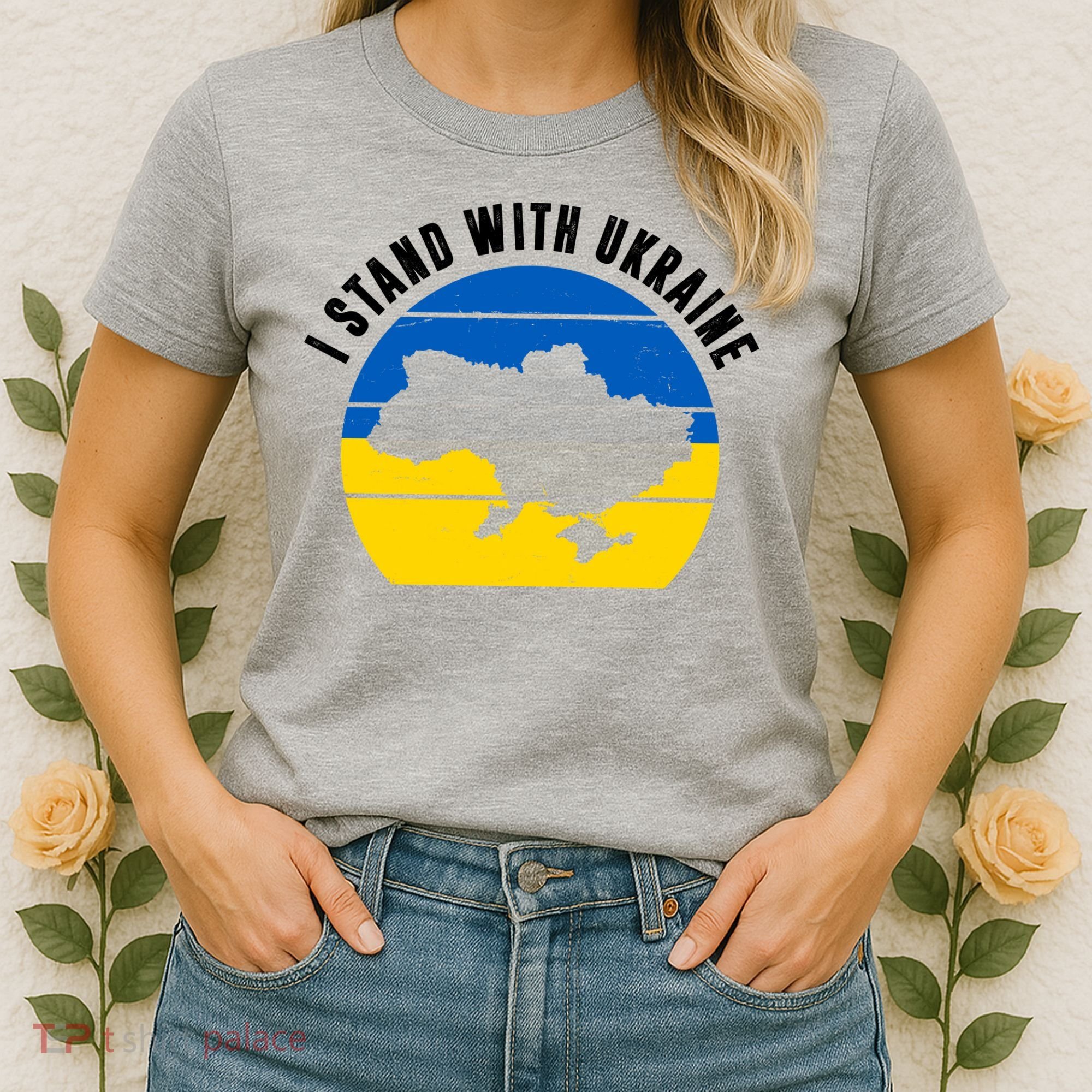 I Stand With Ukraine Ukrainian Map Women's T-Shirt