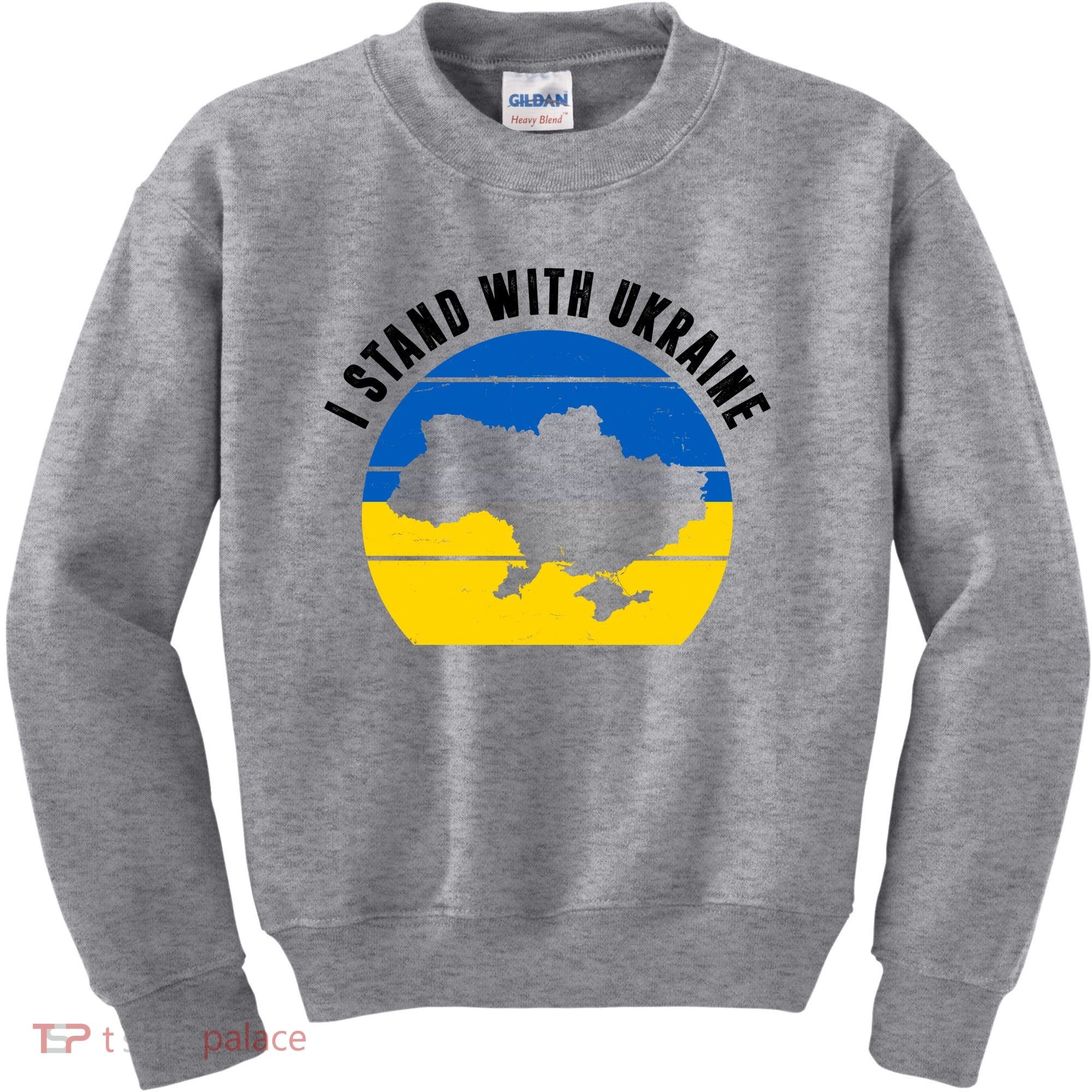 I Stand With Ukraine Ukrainian Map Kids Sweatshirt