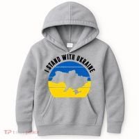 I Stand With Ukraine Ukrainian Map Kids Hoodie thumb 0