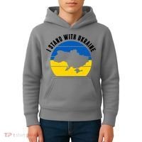 I Stand With Ukraine Ukrainian Map Kids Hoodie thumb 4