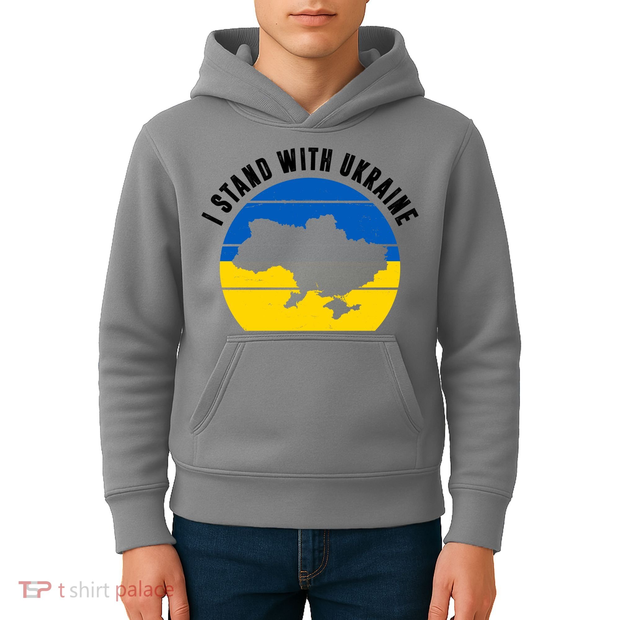 I Stand With Ukraine Ukrainian Map Kids Hoodie